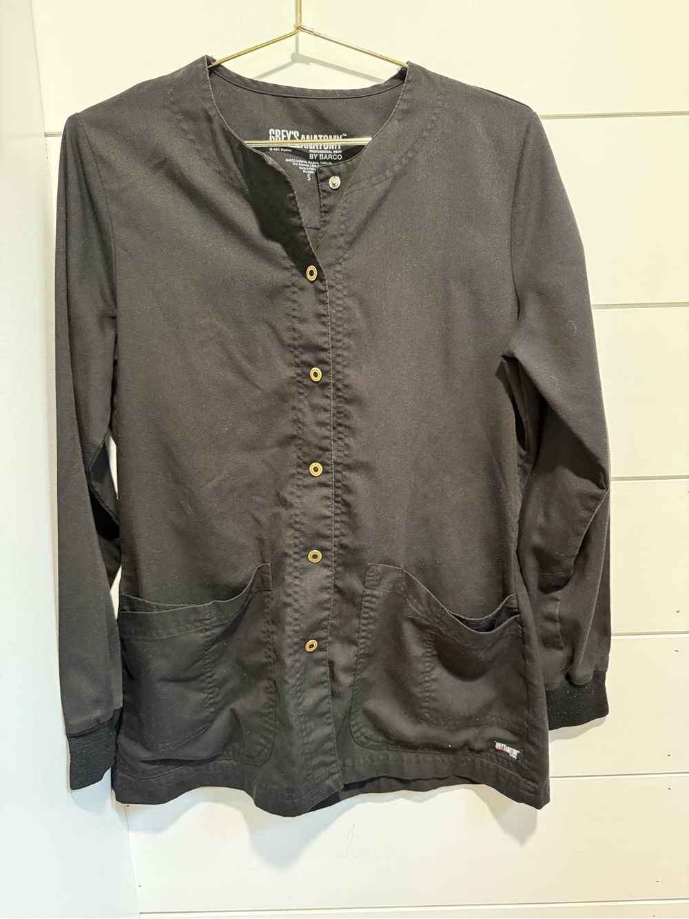 Grey's Anatomy Black Snap-Front Utility Medical Jacket
